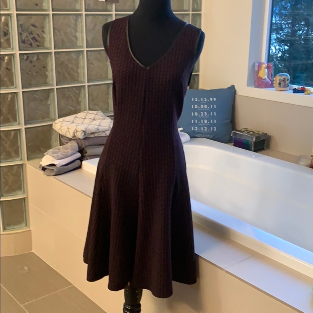 Leather trim fit and flare 👗 dress